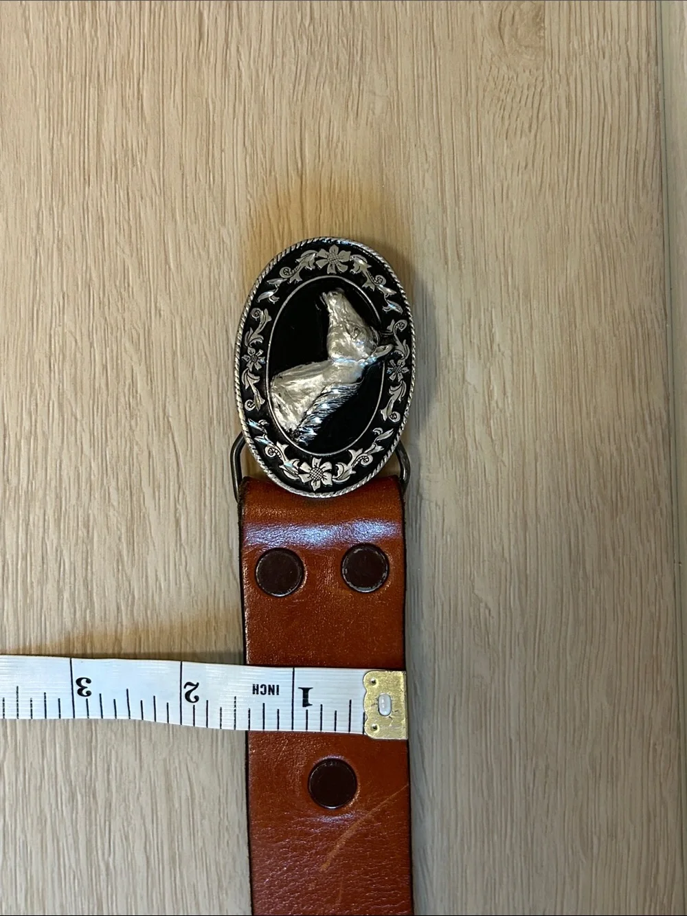 Siskiyou Buckle Co 1988 VTG Horse Pewter Western Taos New Mexico Leather Belt